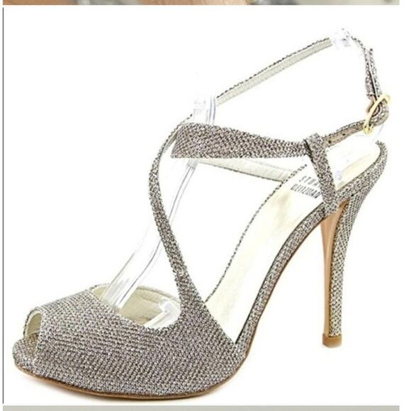 Stuart Weitzman Inviting sparkling strappy heels in Platinum Noir size 10 - Picture 2 of 13